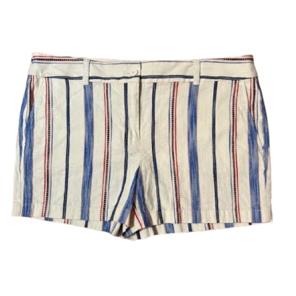 Loft Striped Cotton Women’s Shorts in Cream and Blue Size 14